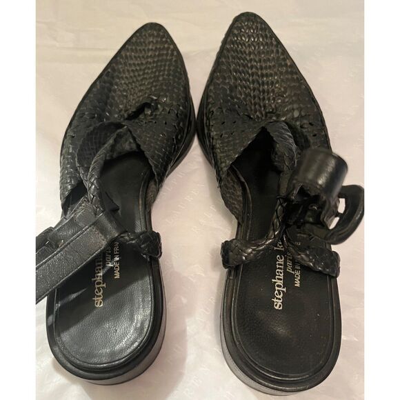 Vintage Stephane Kélian Black Woven Leather shoes Size: 5 MADÈ IN FRANCE - Picture 3 of 8